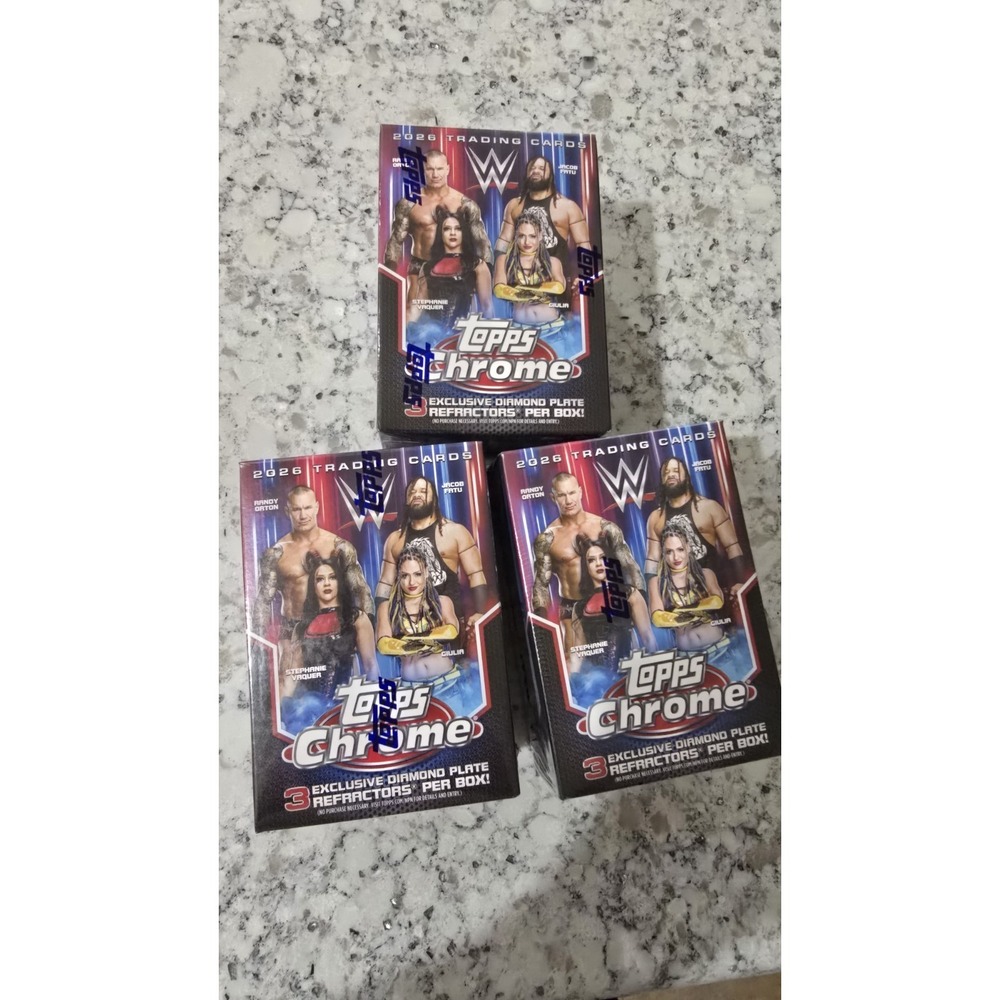 Lot Of (3) 2026 TOPPS CHROME WWE Wrestling VALUE BLASTER BOX Trading Cards
